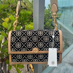 Tory Burch Black and Tan Shoulder Bag